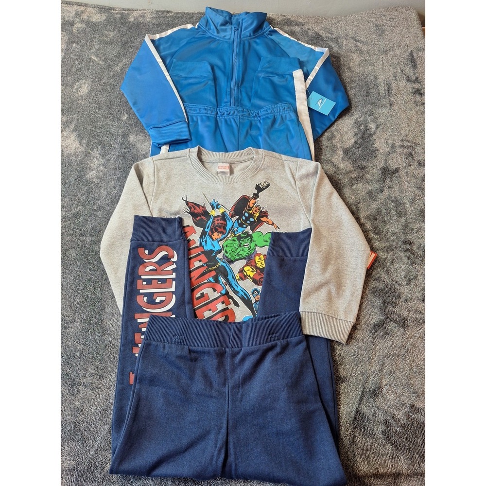 4 Pc Boys Sweat Suit Track Suit 7 Marvel Avengers Blue Active Performance Play‎